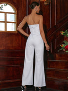 V Neck Strapless White Jumpsuit RH30099 MISS ORD