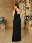 MISSORD One Shoulder Sequin Ribbon Black Casual Jumpsuit