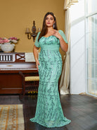 Plus Size Sweetheart Neck Sage Sequin Formal Dress PRH30677 MISS ORD