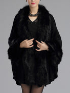 Loose Large Faux Fur Knitted Cardigan Cape MSF031