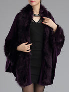 Loose Large Faux Fur Knitted Cardigan Cape MSF031