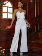 V Neck Strapless White Jumpsuit RH30099 MISS ORD