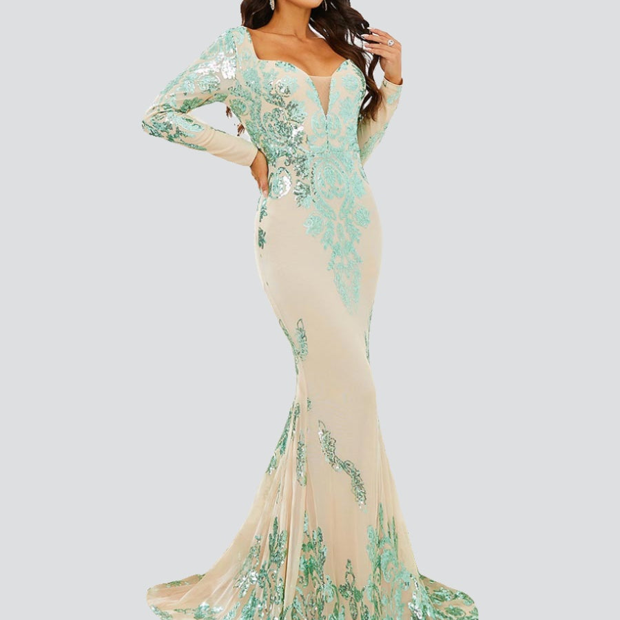 Formal Mermaid Green Evening Dress M02326