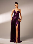 Spaghetti A-line Metallic Party Dress DH80176