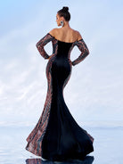 Off Shoulder Sequin Mermaid Evening Dress DH80171