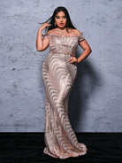 MISSORD Plus Off Shoulder Mermaid Sequin Dress