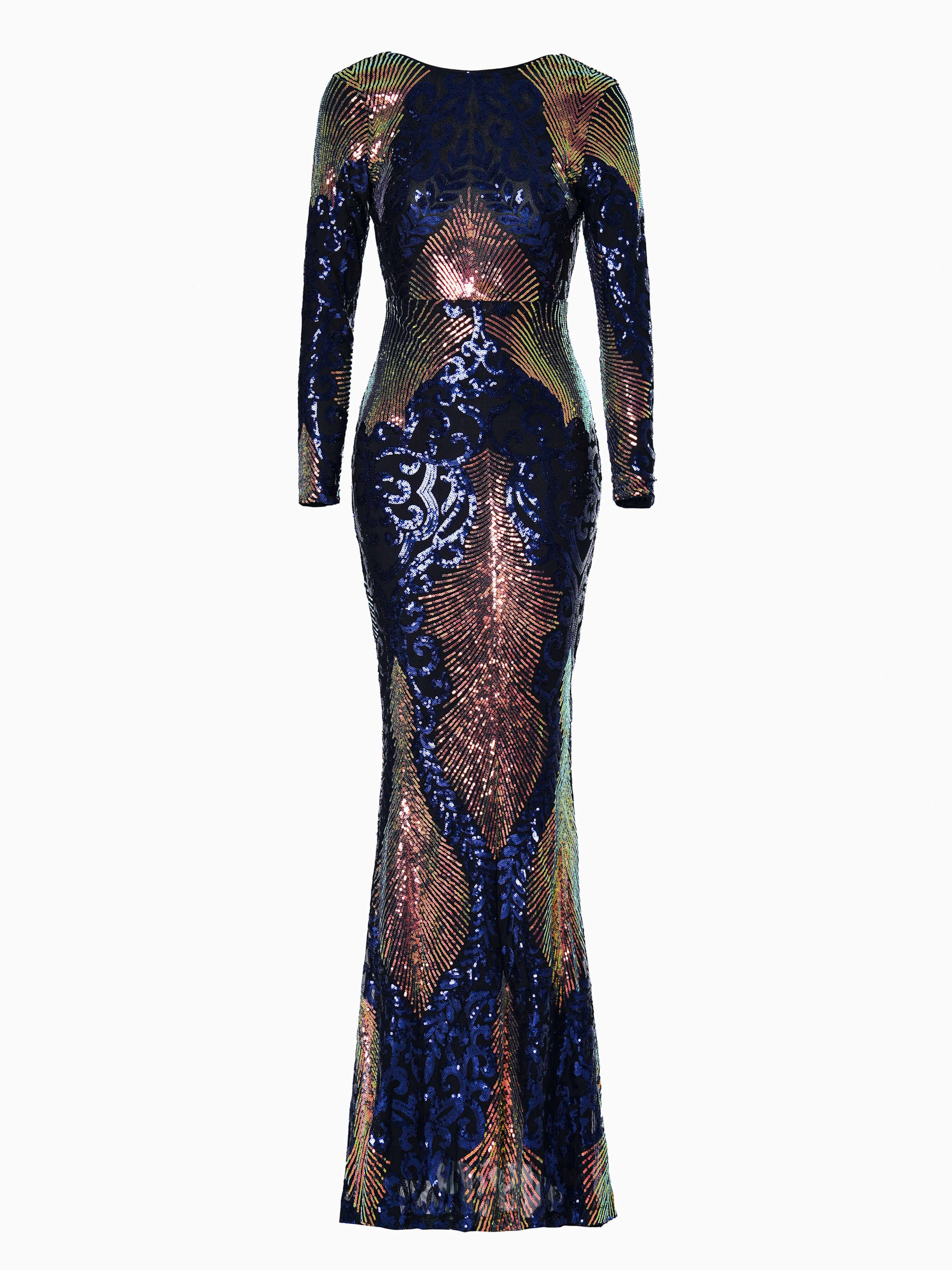 Graphic Sequin Mermaid Fromal Dress FT19747 - MISS ORD