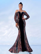 Off Shoulder Sequin Mermaid Evening Dress DH80171