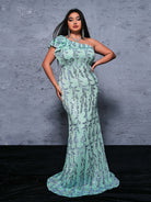 MISSORD Plus One Shoulder Ruffled Mermaid Dress