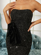 Off Shoulder Sequins Black Maxi Evening Dress RD50046 MISS ORD