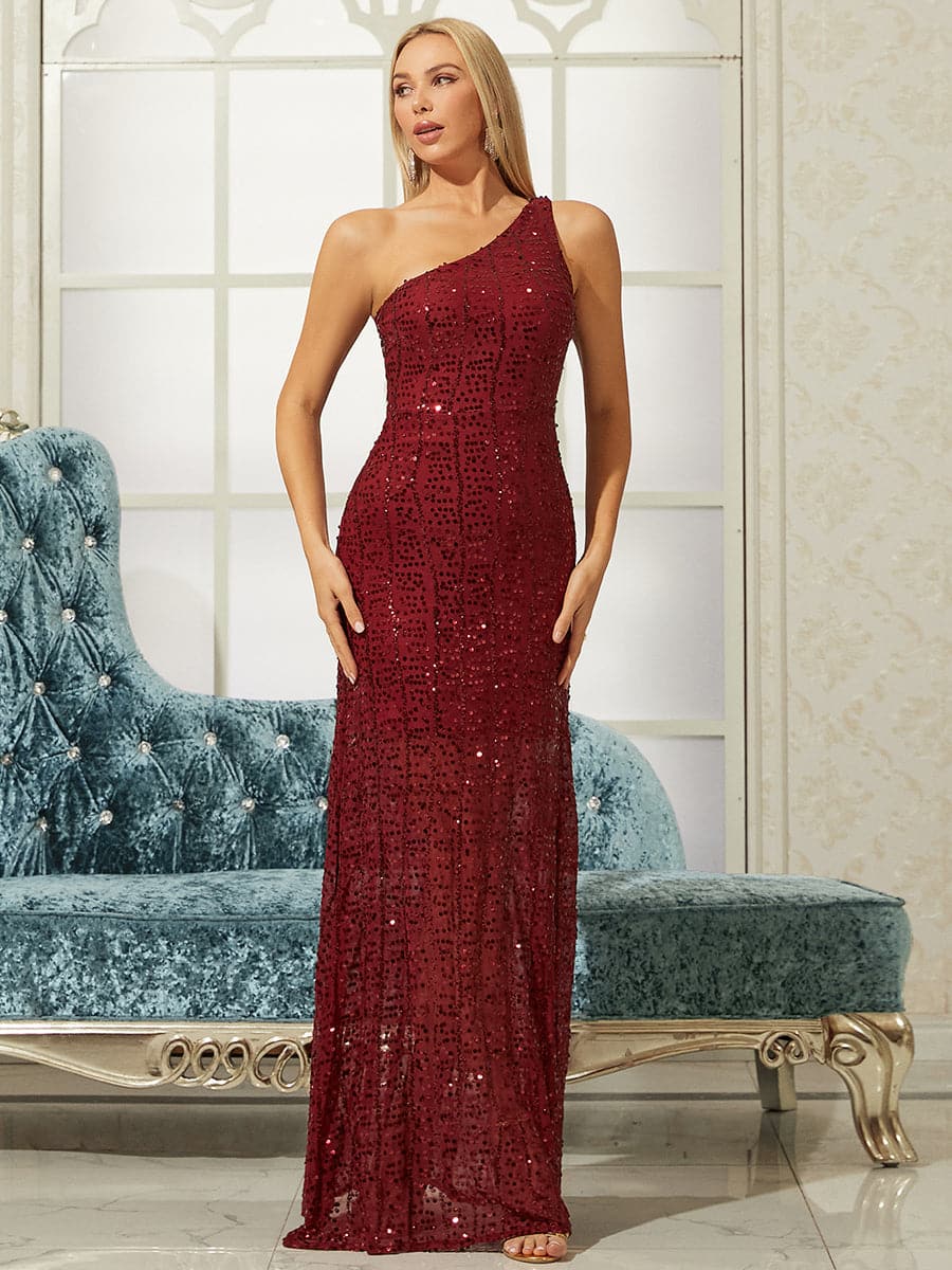 One Shoulder Sequins Maxi Prom Dress M0859 MISS ORD