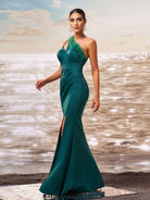 One Shoulder Feather Cutout Formal Dress GM90010