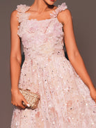 MISSORD Appliqued Sequin Panel Tulle A-line Dress