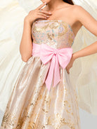 Jacquard Floral Strapless A-line Ball Gown DH80110