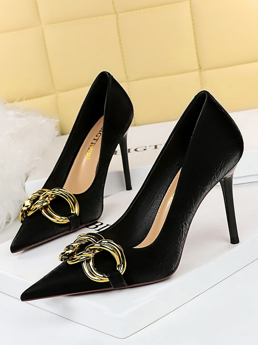 Metal Buckle Pointed Fashion Stiletto Heels MHE1107