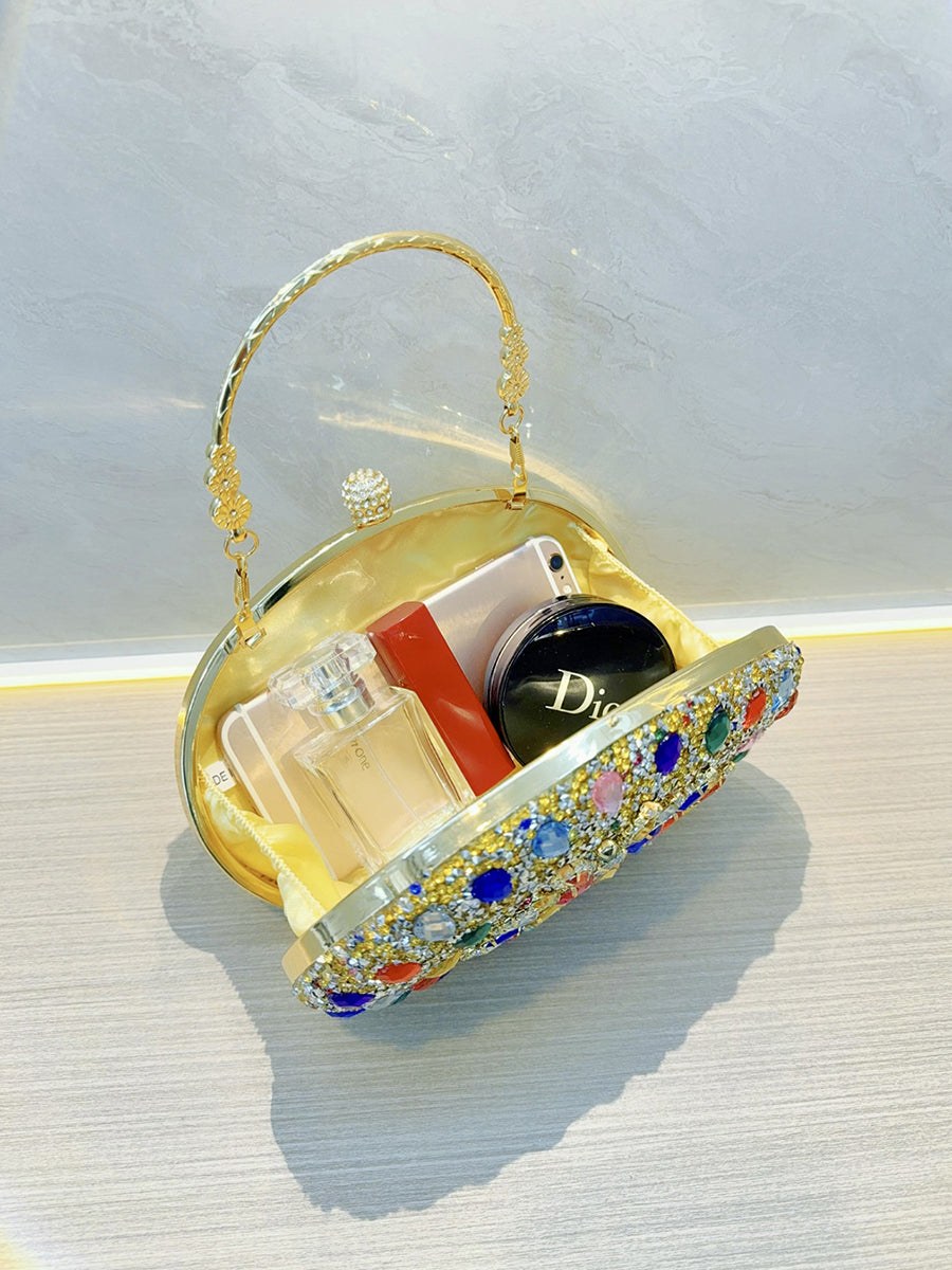 Colorful Diamond Oval Handbag