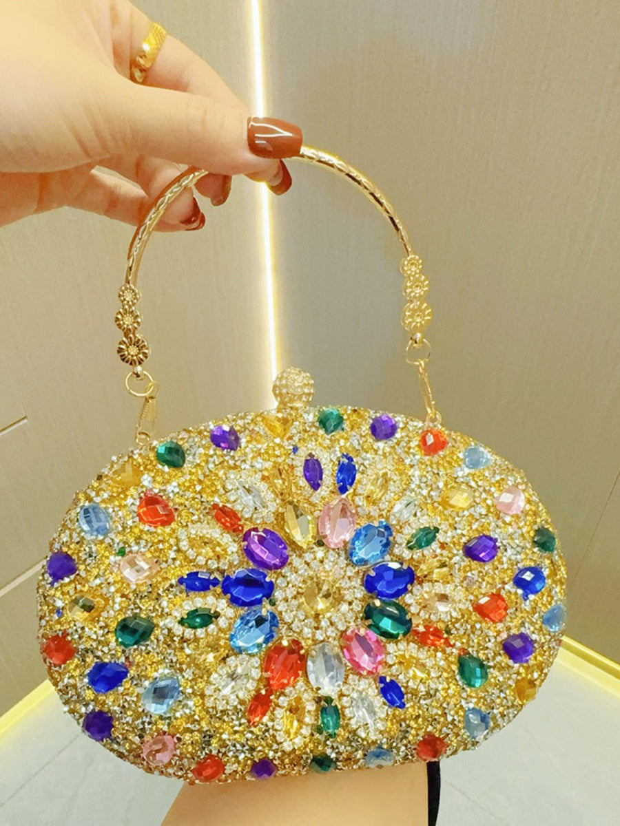 Colorful Diamond Oval Handbag