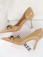 Pointed Side Hollow Metal Rhinestone Stiletto Heels MHE1105