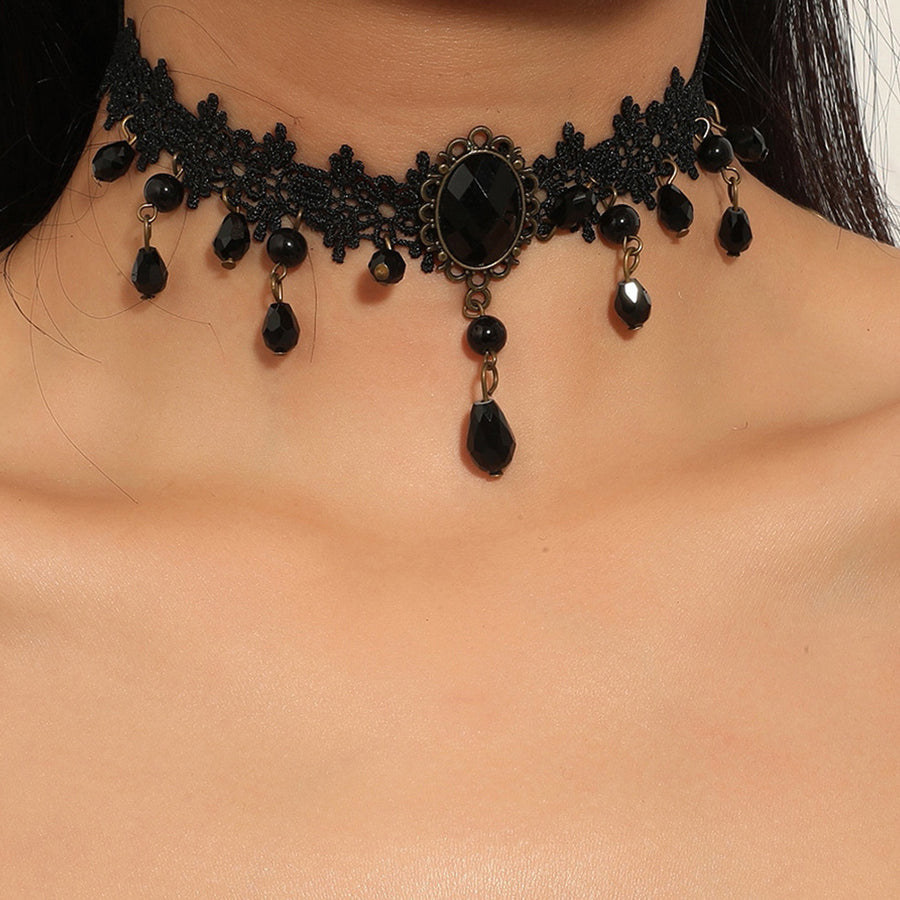 Vintage Black Lace Gothic Necklace MSN20001