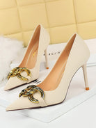 Metal Buckle Pointed Fashion Stiletto Heels MHE1107