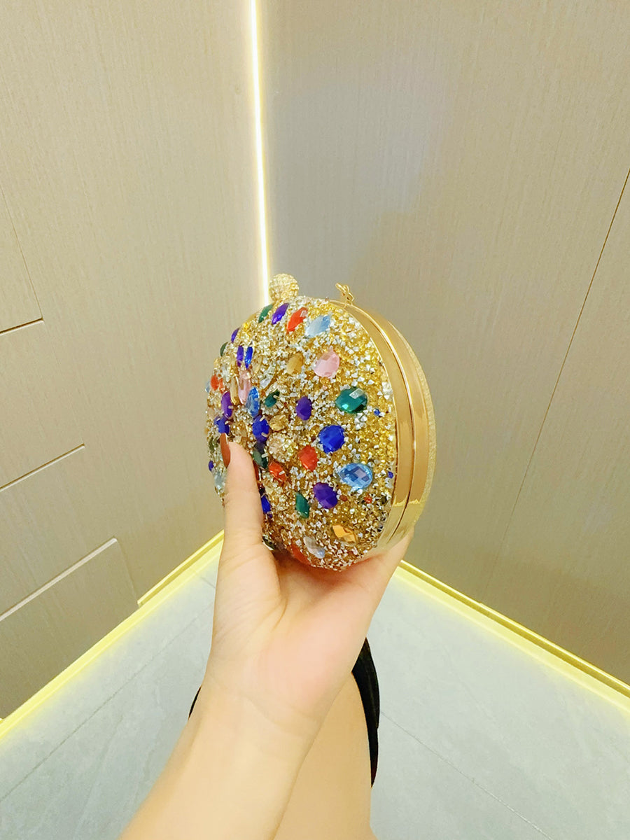 Colorful Diamond Oval Handbag