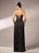 Corset Strapless Split Plain Maxi Dress DH80174