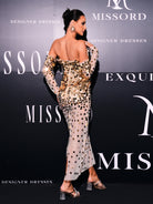 MISSORD One Shoulder Mesh See Through Sequin Dress
