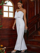 V Neck Strapless White Jumpsuit RH30099 MISS ORD