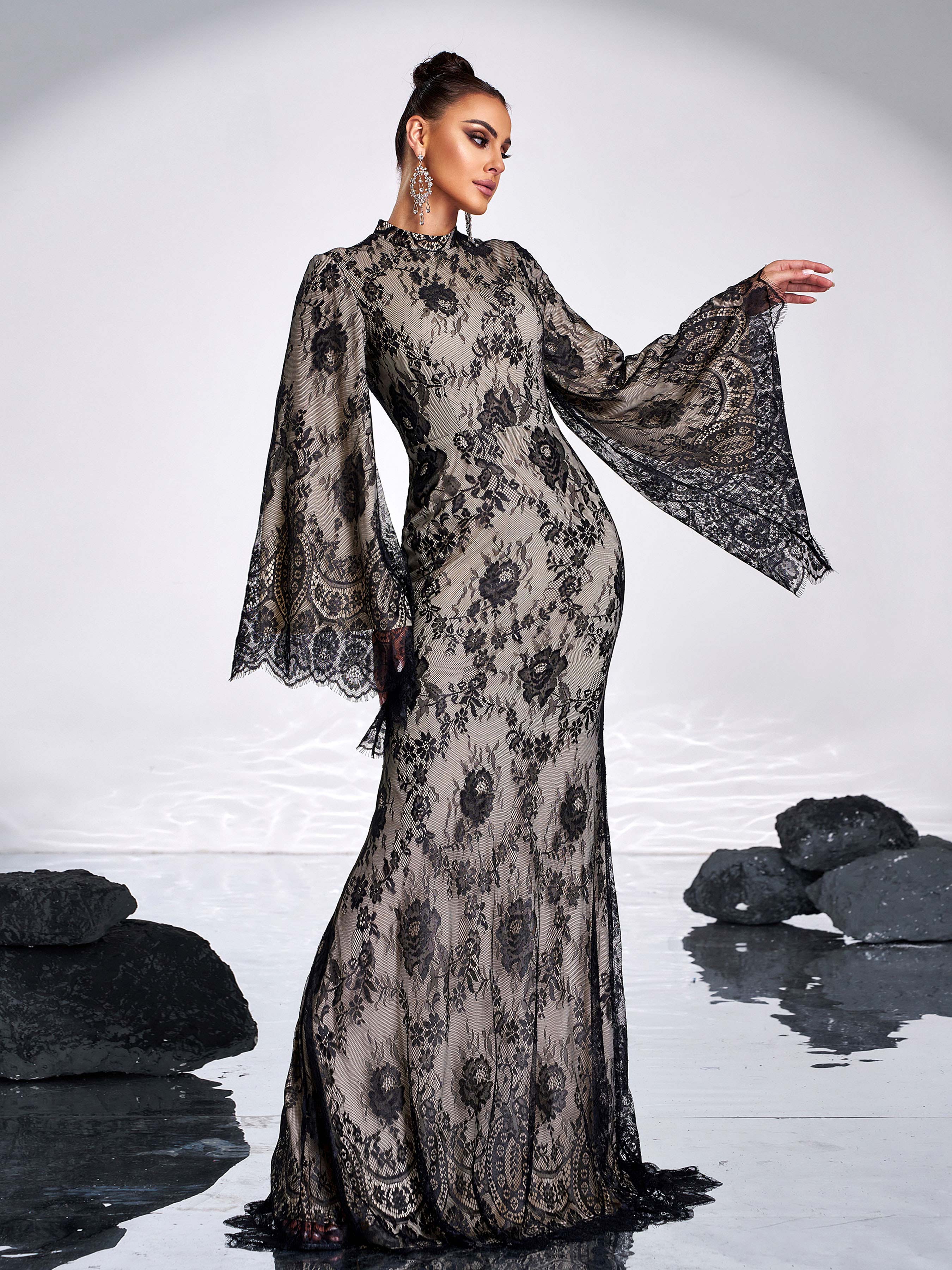 Long Sleeve Lace Evening Dress GM00508