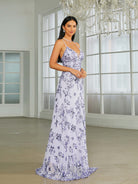 Sleeveless Deep V-Neck Floral Sequin Prom Dress RA60020