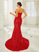 Strapless Mermaid Sequin Evening Dress