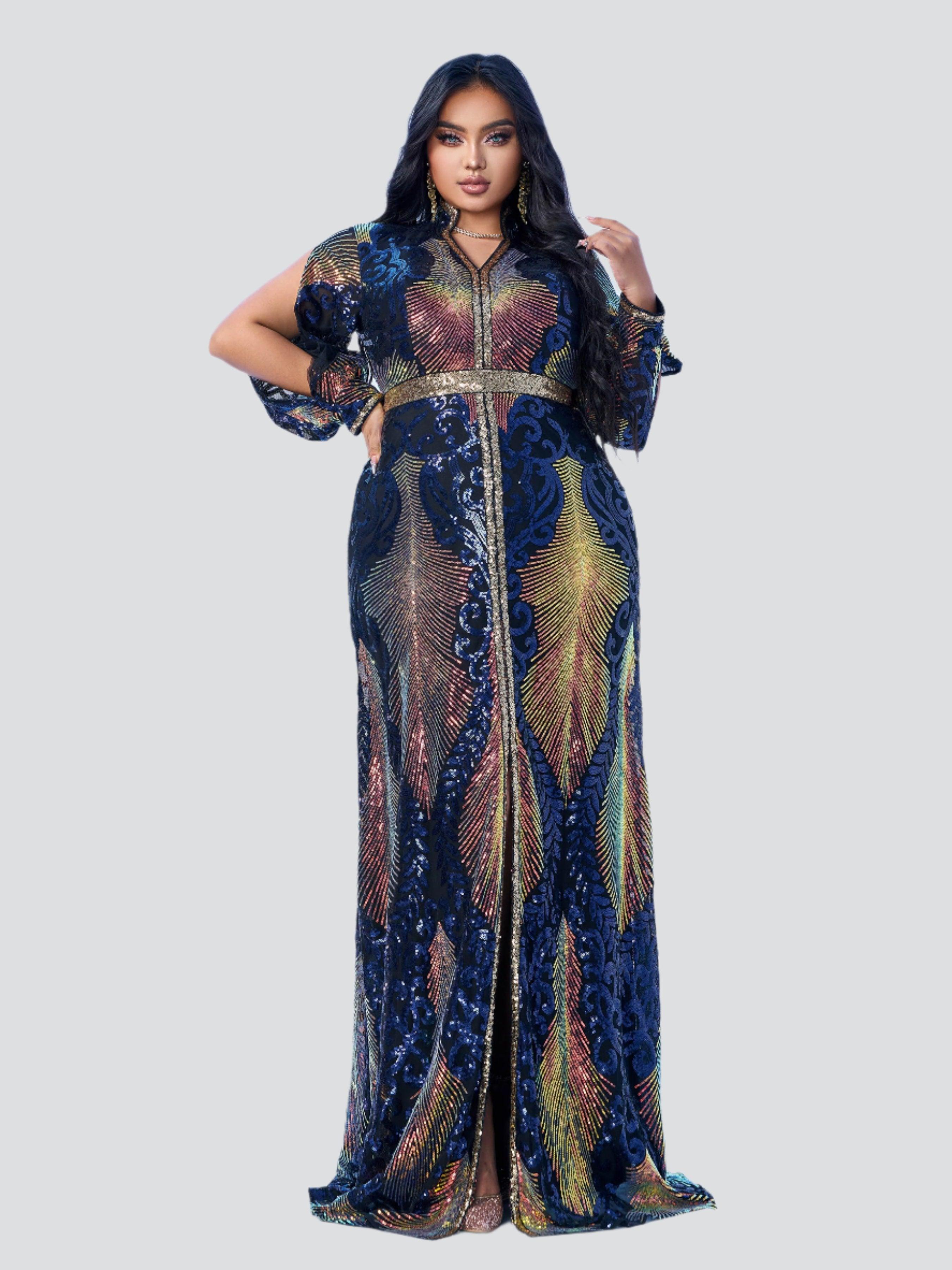 Navy sequin split maxi dress best sale