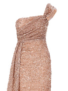 One Shoulder Draped Sequin Dress XJ1621