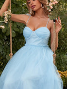 Mesh Sweetheart Strap Blue Vacation Dress XJ1100 MISS ORD