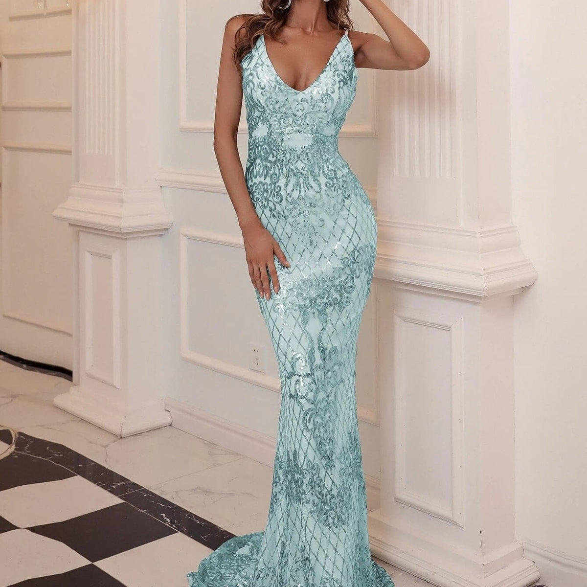 Missord Glitter Mermaid Backless Spaghetti Evening Dress M0645 Online ...