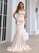 Solid Backless Floor Gold Maxi Knit Prom Dress XJ512 MISS ORD