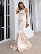 Solid Backless Floor Gold Maxi Knit Prom Dress XJ512 MISS ORD