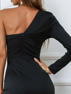 One Shoulder Elegant Split Black Prom Dress XJ348 MISS ORD