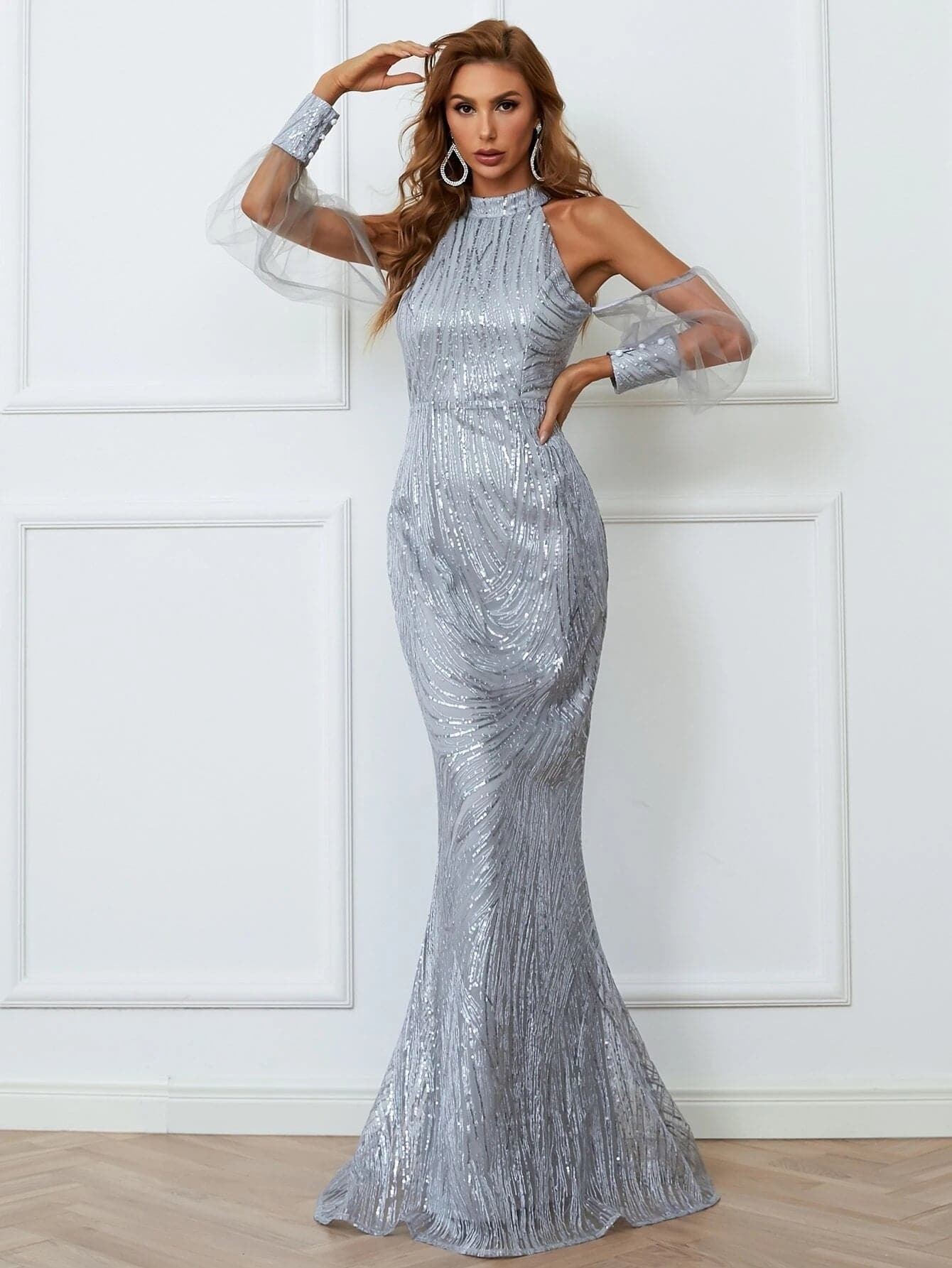 Cold Shoulder Mermaid Hem Sequin Prom Dress XJ356 MISS ORD