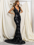 Formal V-Neck Sleeveless Sequin Mermaid Evening Dress XJ637 MISS ORD