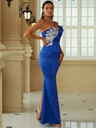 One Shoulder Colorblock Satin Maxi Prom Dress XJ1355 MISS ORD