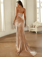 Halter Velvet Floor Length Apricot Mermaid Evening Dress XH2312 MISS ORD