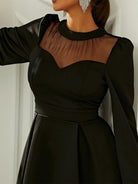 High Neck Bishop Sleeve Elegant Black Prom Dress XH2177 MISS ORD