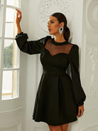 High Neck Bishop Sleeve Elegant Black Prom Dress XH2177 MISS ORD