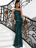 Formal Halter Sleeveless Emerald Green Sequin Evening Dress XH1850 MISS ORD