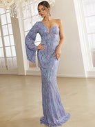 Sweetheart One Shoulder Off Purple Sequin Prom Dress XH2277 MISS ORD