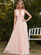 Deep V Pink Sleeveless Side Split Prom Dress XJ1212 MISS ORD