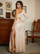 Formal One Shoulder Apricot Sequin Prom Dress XJ1965 MISS ORD