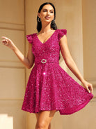 Fly Sleeve Belt A-line Homecoming Dress RY40032