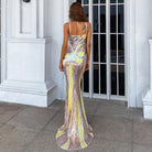 Spaghetti Sequin Yellow Prom Maxi Dress M01760 MISS ORD